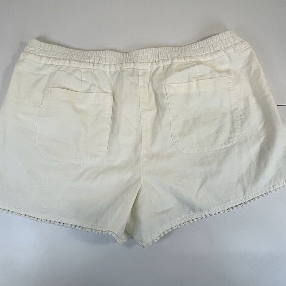 NEW W/Tag Ann Taylor Loft Outlet Wm Shorts Eyelet Trim White Linen Blend SZ‎ LG - Picture 5 of 13